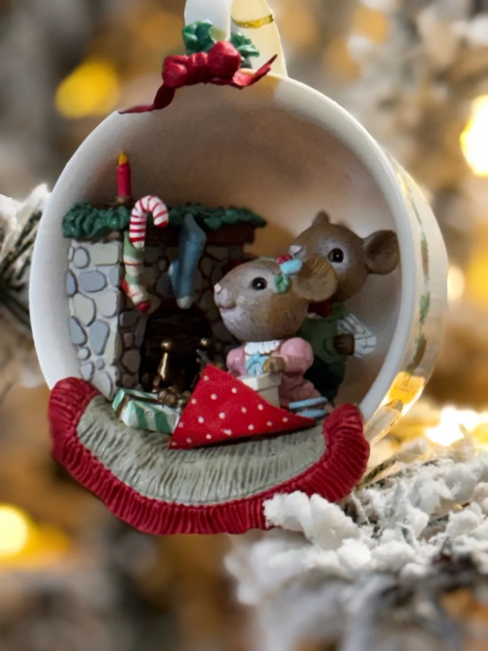 Enesco Holiday Small Pets Figurine in Red, Green, Pink, Gold and Blue